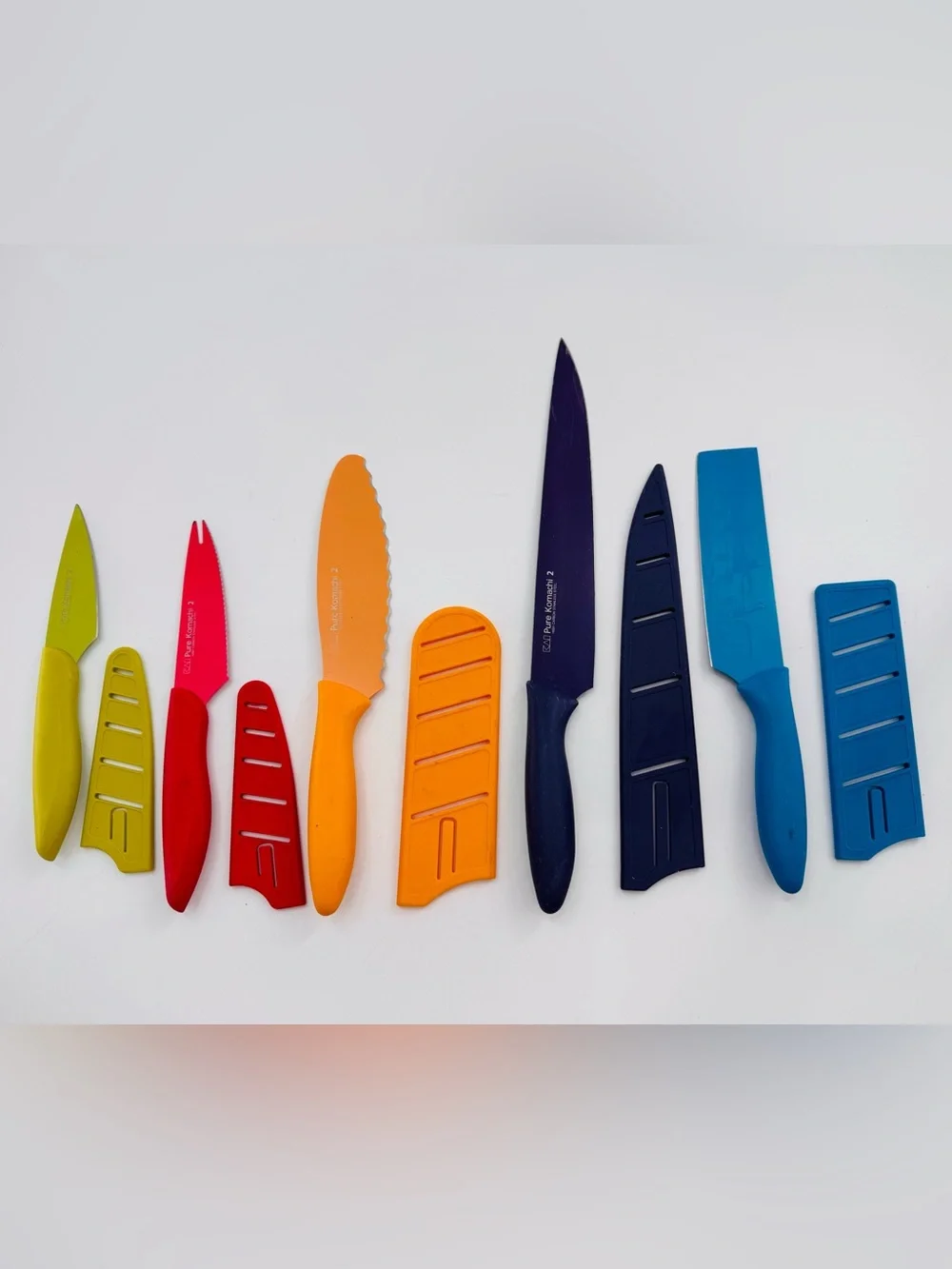 Kai Pure Komachi 5pc Knife Set Kitchen Knives Used Child Safe W Covers Cooking